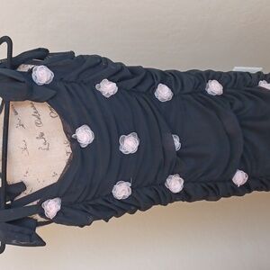 DOLLSKILL SUGAR THRILLZ 2X EVERLASTING LOVE MAXI DRESS BLACK PINK FLOWERS